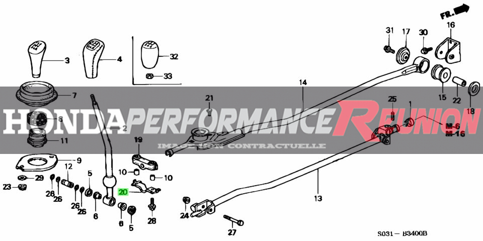 SUPPORT DE SILENT BLOC DE TRINGLERIE DE BOITE - HONDA - SERIE B - (n°20) - GENUINE HONDA – Image 2